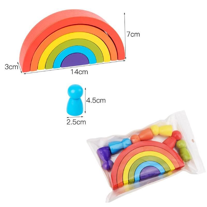 

Block Building Rainbow Childrens Wooden Educational Toy Color Cognition Exercise