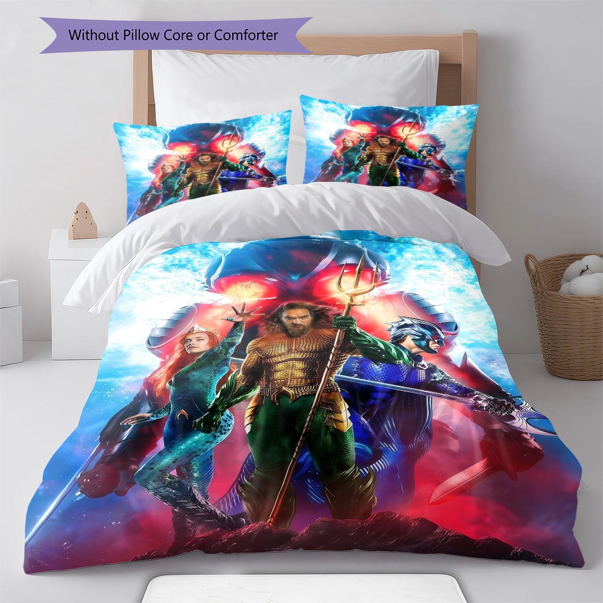 

Aquaman Hero Bedding Quilt Set Quilt Cover Pillowcase Home Decoration Birthday Gift (1 * duvet cover + 2 * pillowcase, without core) 135x200cm