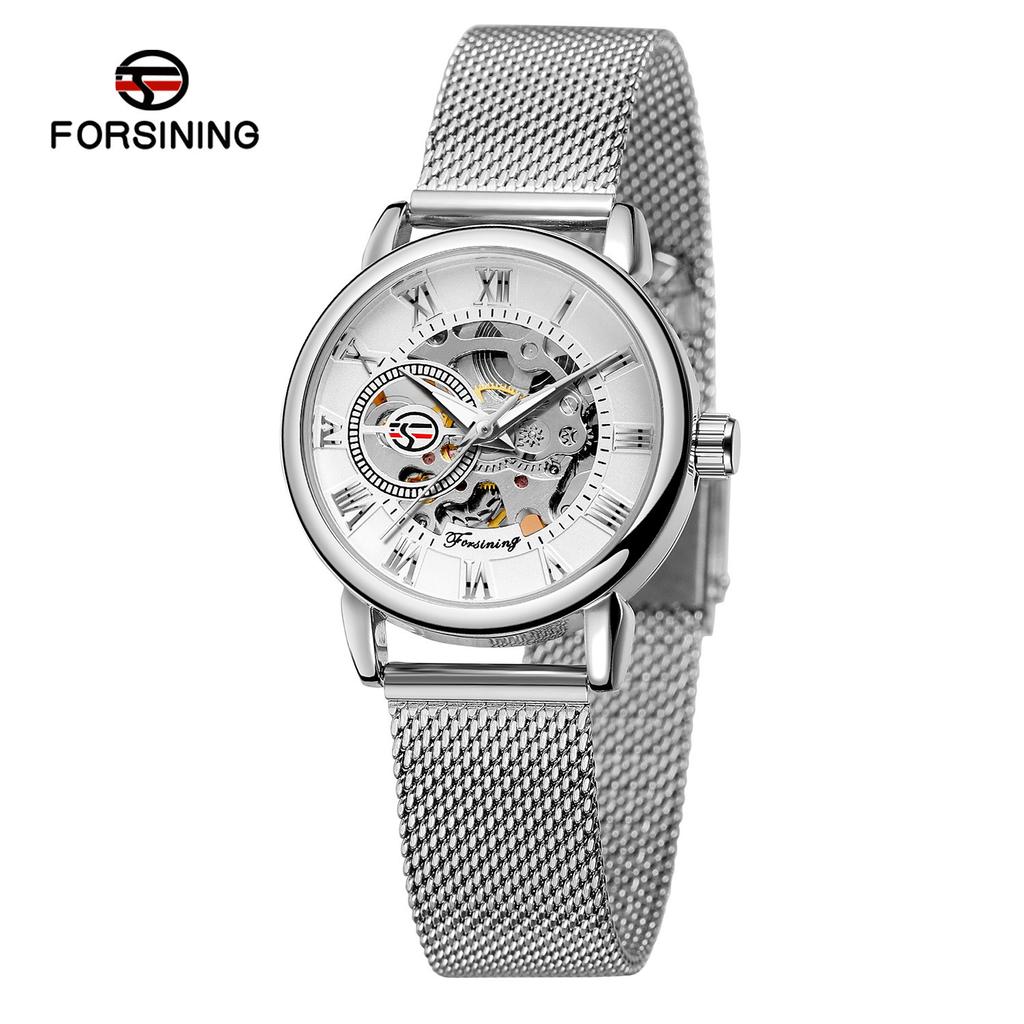 Forsining Ladies Fashion Casual Hollow Mesh Belt Small Female, Manual Mechanical Watch