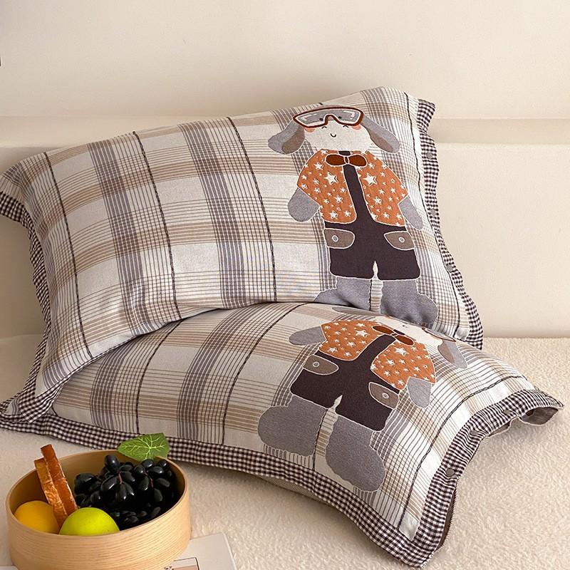 4-Layer Cotton Muslin Pillowcase Set Baby Mom 48x74cm 40s Pure Hypoallergenic Machine Washable