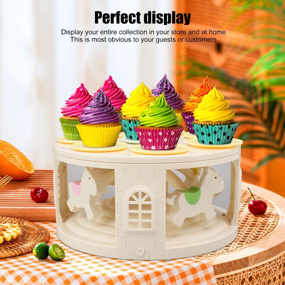 PP Cupcake Stand Automatic Rotating Cake Turntable Cupcake Display Stand  Cupcake Decorating