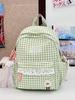School bag new fresh plaid lace backpack, versatile for daily use, large capacity for outings, commuting, student backpack