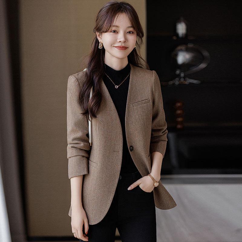 

Блейзер без воротника для миниатюрных женщин - Весна 2024 Высококачественный Повседневный Свободный крой XL