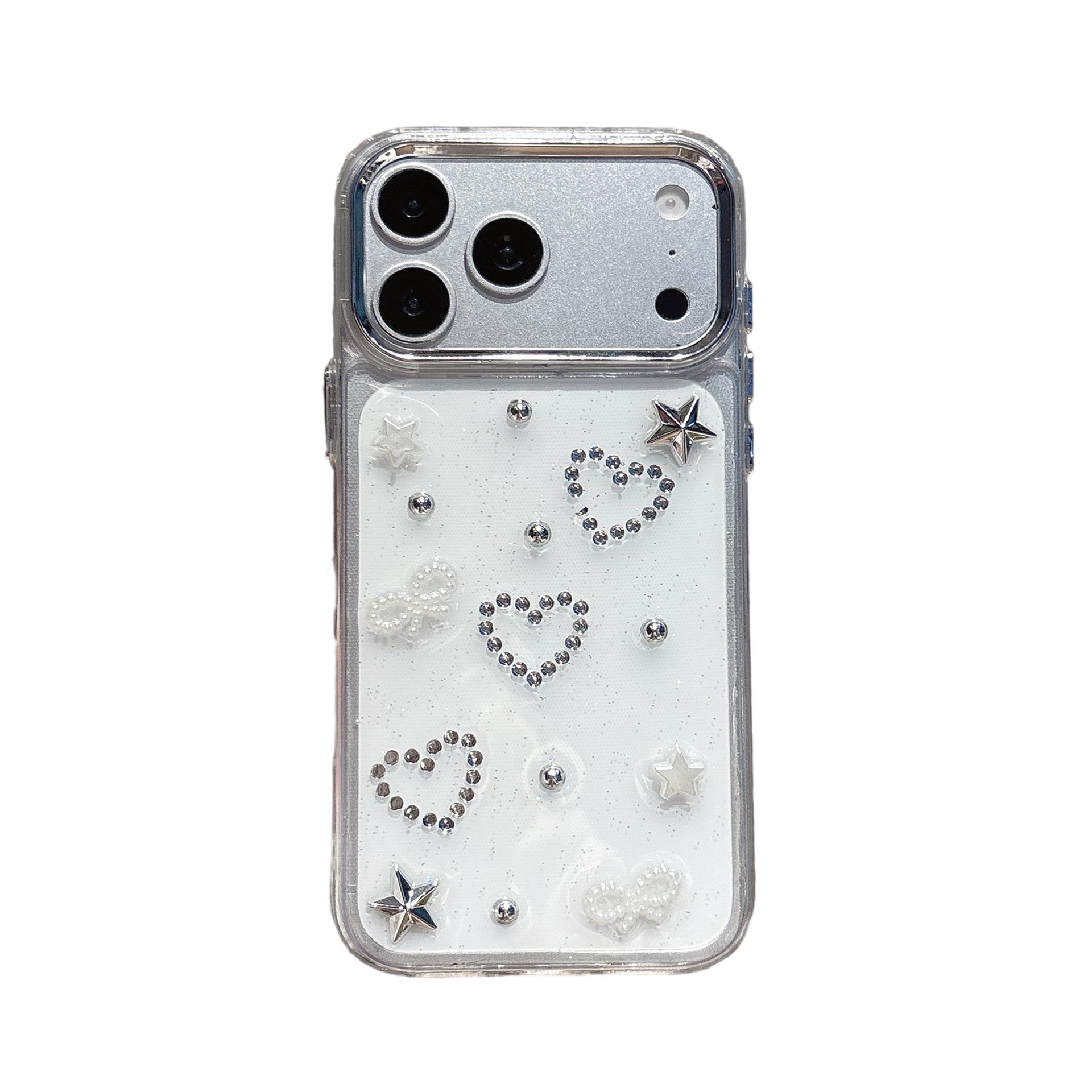 

Epoxy Resin Heart Diamond Mirror Frame for Apple 17 Pro Max, 16 Pro Star, Drop-proof 14 iPhone 16 Pro Max