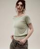 KITTY POTTERY Sheer Off-Shoulder Short-Sleeve T-Shirt [Ice Lime]
