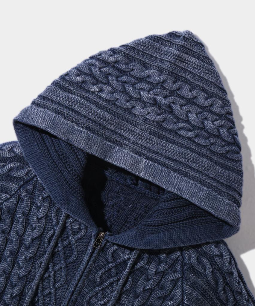Dimiteulibeullaeg 2Way Heavyweight Cable Knit Zip-Up Hoodie_Pigment Navy