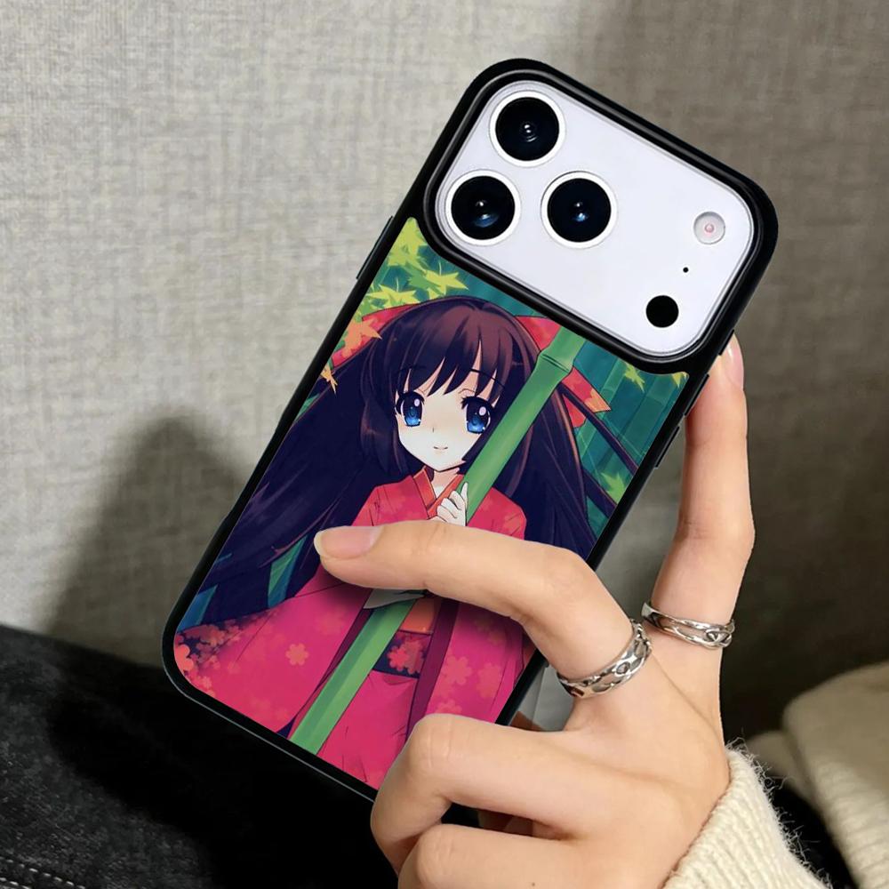 Capa Case for iPhone 17 Air 16 Pro Max 15 Plus 11 13 Mini 14 12 Back Phone Cover Japanese Style Anime Girl
