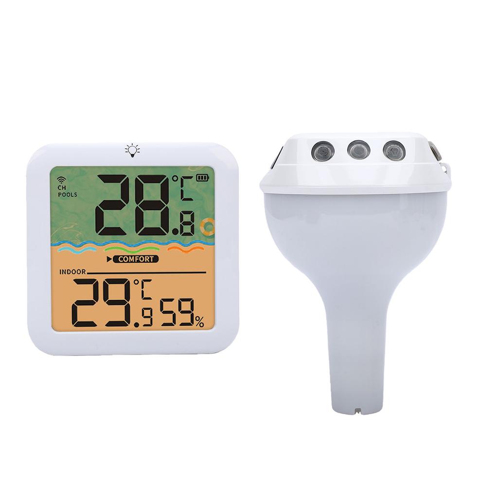 Solar Digital Pool Thermometer with RGB Light Solar Powered Floating Water Thermometer