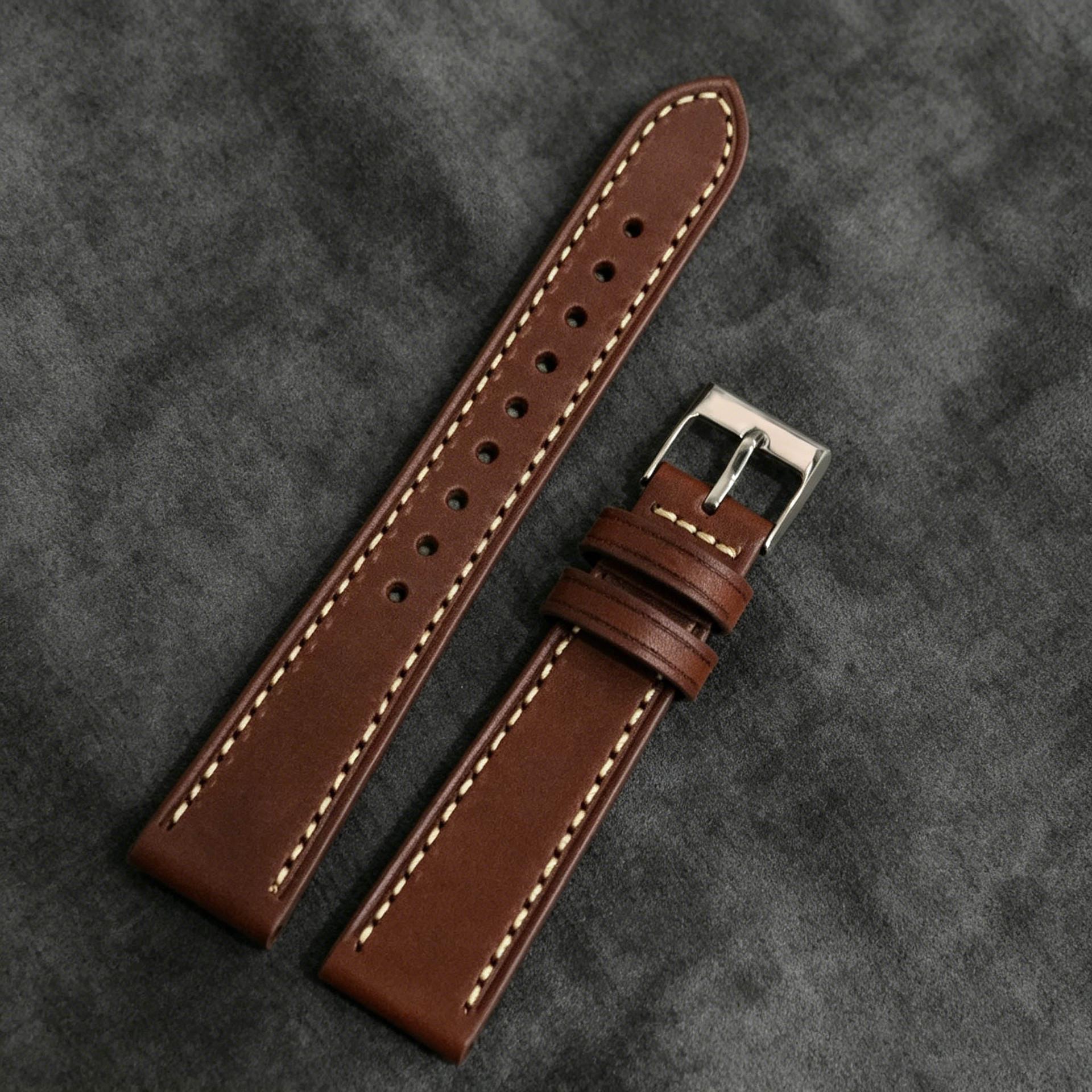 Double-Sided Top Layer Cowhide Leather Watch Strap for All Smartwatches 18mm коричневый