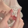 Unique Delicate Flower Opening Adjustable Ring Set for Women Korean Silver Color Minimalist Finger Rings Engagement Jewelry Gift