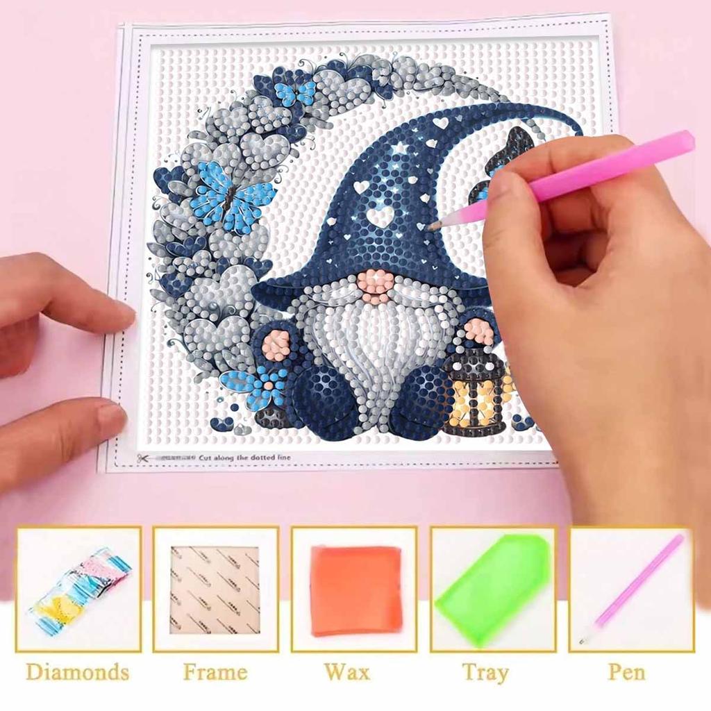 DIY Diamond Painting Kit with Frame,Old Man Full Circle Mosaic 5D DIY Cross Stitch Kit Home Decoration with Frame, Handicraft Hobby Collection