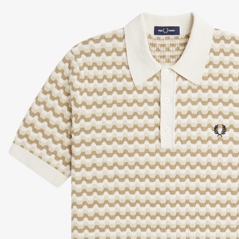 Fred Perry [Sharp] Boucle Jacquard Knit Shirt - Ecru Afpm2417636-560