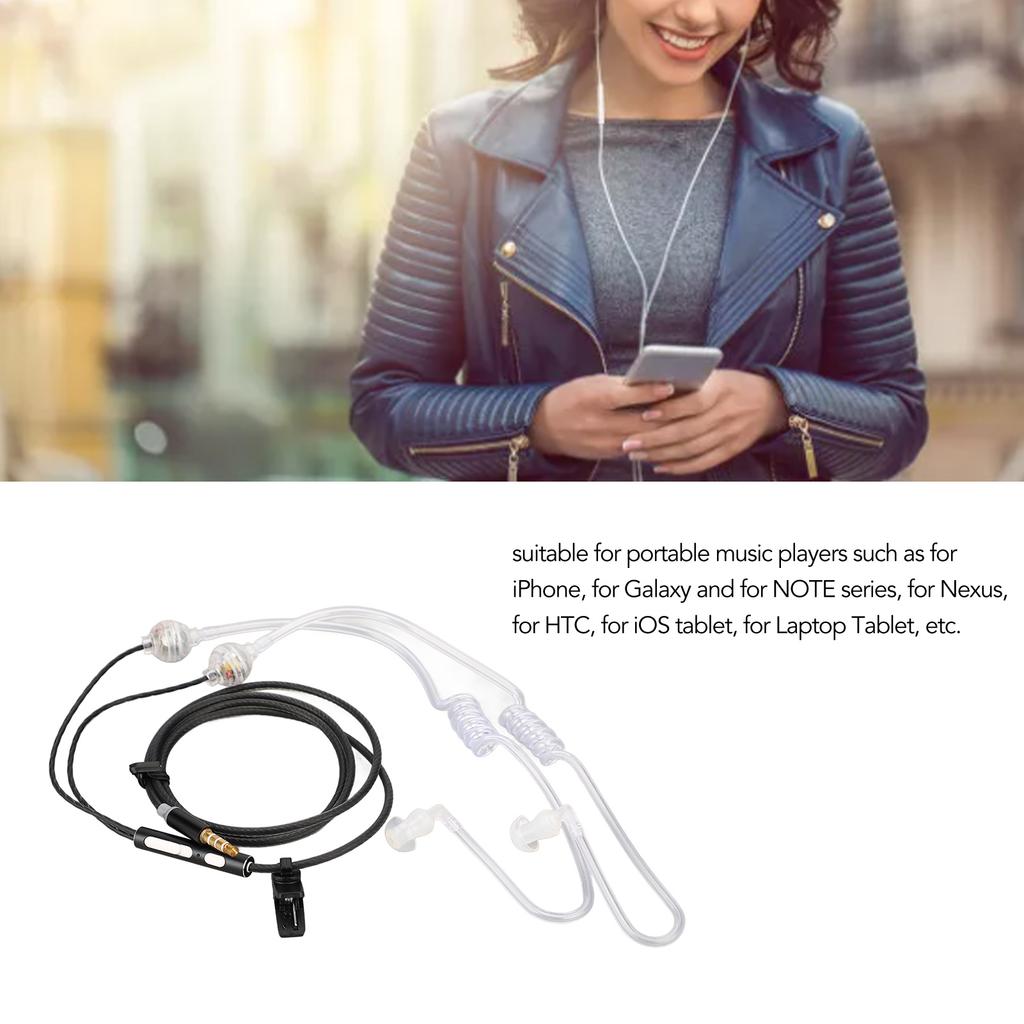 Tube Earbuds Ergonomic Radiation Noise Reduction Portable Binaural 3.5mm Tube Headset for Laptop Tablet