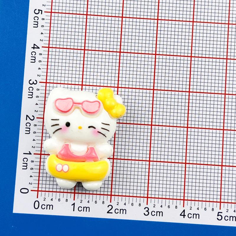 Cartoon DIY Resin Swim Ring Kitten Cream Hair Clip Keychain Pendant for Phone Case & Luggage