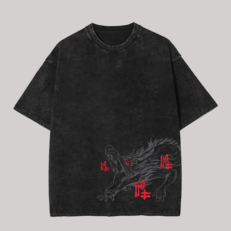 Geto Suguru Graphic T-shirt Jujutsu Kaisen Anime Vintage Washed Oversized T Shirt Men Women Clothing Polyester Short Sleeve Tees