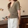 V-neck Short-sleeved T-shirt Women's Summer Thin Slim Tops