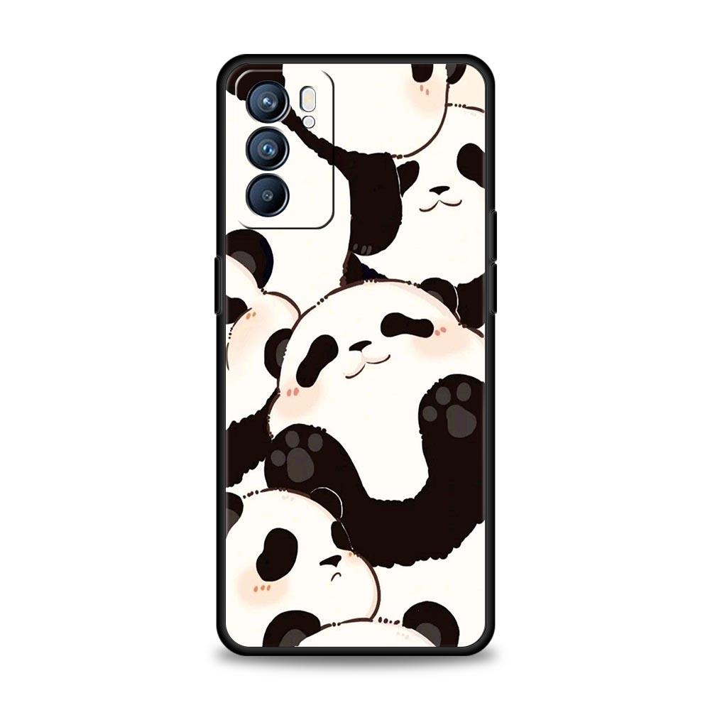 Phone Case For Oppo Reno13 Reno12 Reno11 F Reno10 Pro A54 A53 A95 A76 A74 A57 A98 A80 A79 5G A78 4G Cover Cartoon Panda