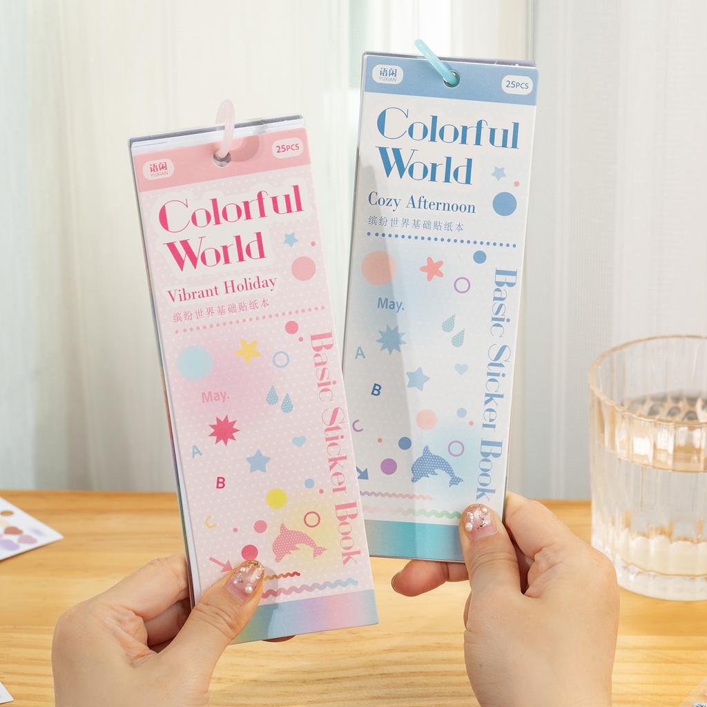 25sheets Kawaii Ins Multi material die-cutting sticker book DIY handmade scrapbook aesthetic decoration stationery sticker