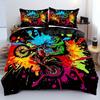 Extreme Sports Theme Colorful Graffiti Motorcycle Duvet Set Soft Bedding Set Three-Piece Set