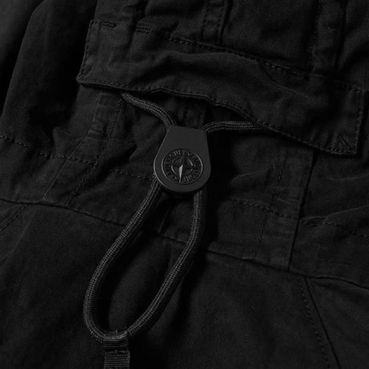 STONE ISLAND Black Drawstring Zip Hoodie Men Hoodies 731561150-V0029