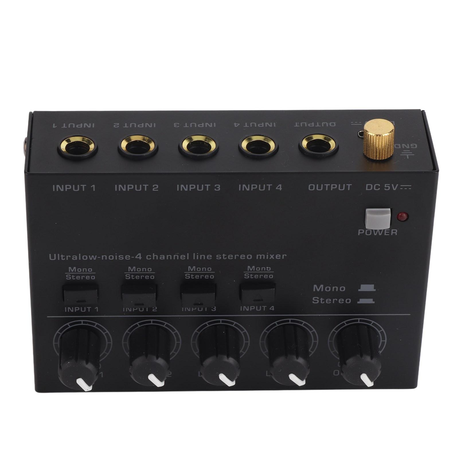 

4 Channel Audio Mixer Line Mixer 4 Channel Headphone Amplifier for Home Studios Live Recording 100‑240V UK Plug