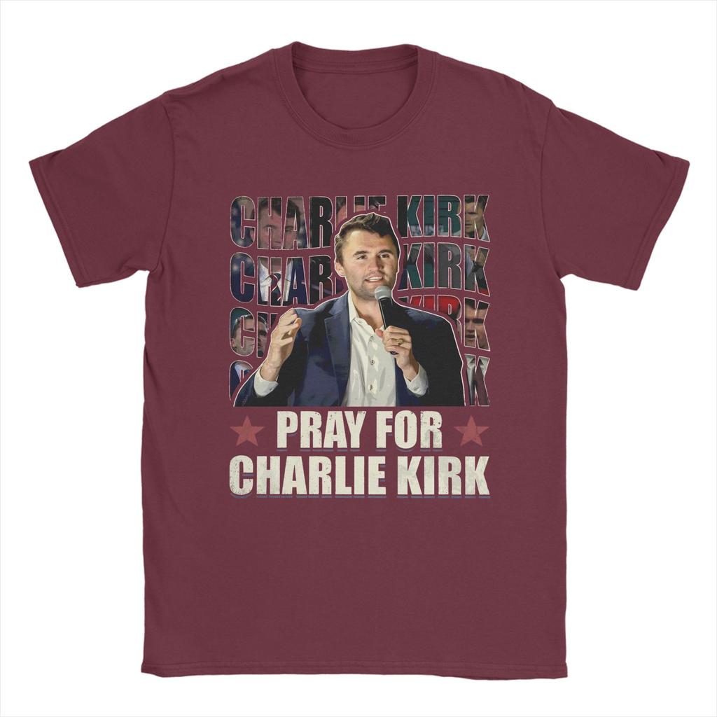 Pray for Charlie Kirk Charlie Kirk 2025 TShirt for Men Novelty Cotton Tees O Neck Short Sleeve T Shirt Birthday Present Clothes