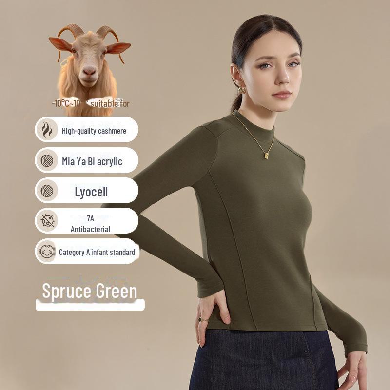 Dámský německý kašmírový termotop s polovičním rolákem a dlouhým rukávem na podzim