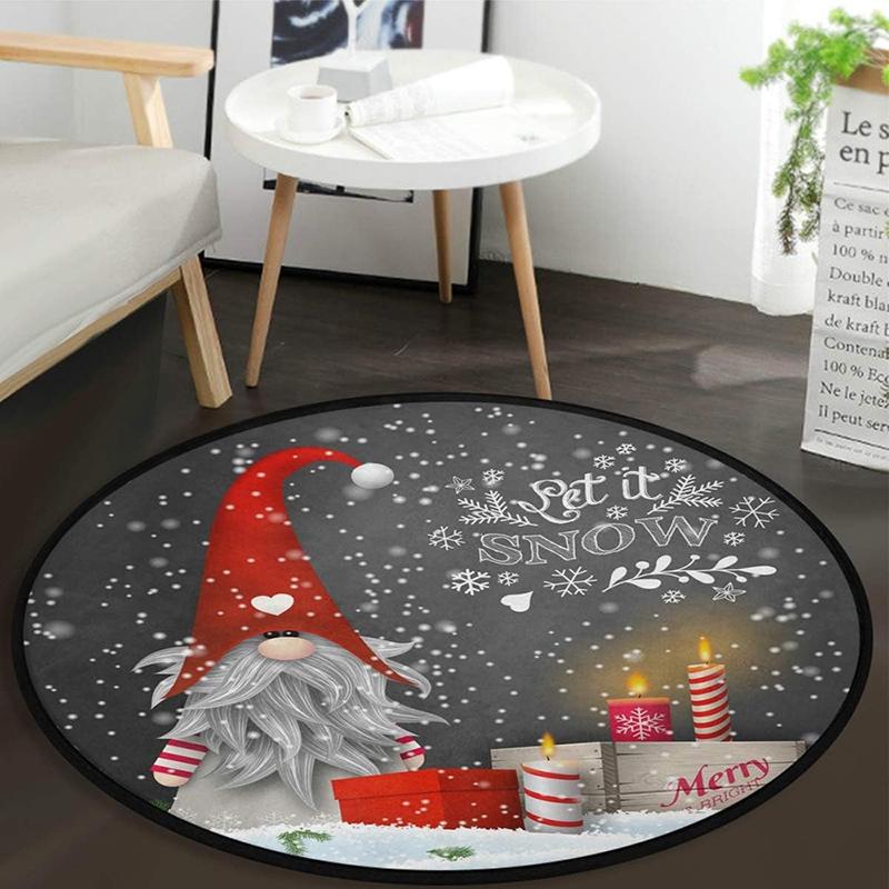 

1pc Christmas Round Rugs: Snowman, Tree, Wreath & More - Festive Home Decor ,Christmas round carpet decoration.. 60cm