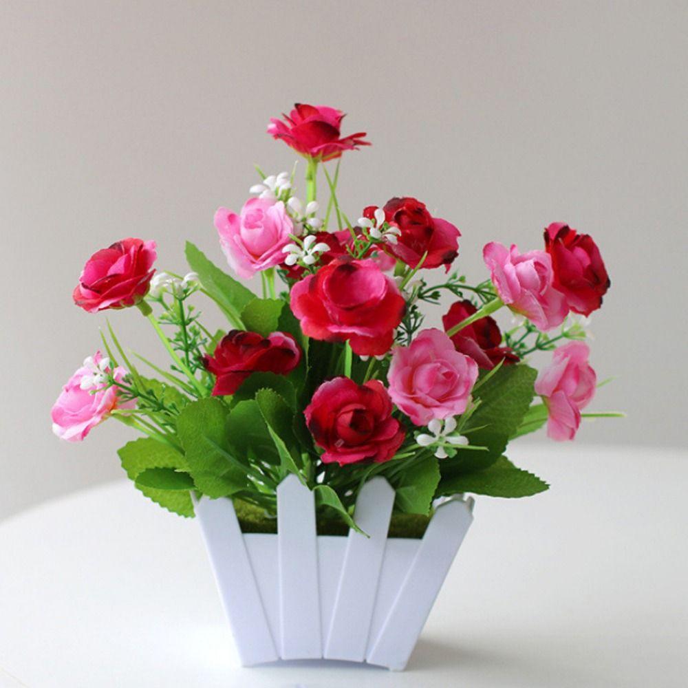 10 Styles Artificial Flowers Plastic Fake Flower Potted New Simulation Plant  Home Decor