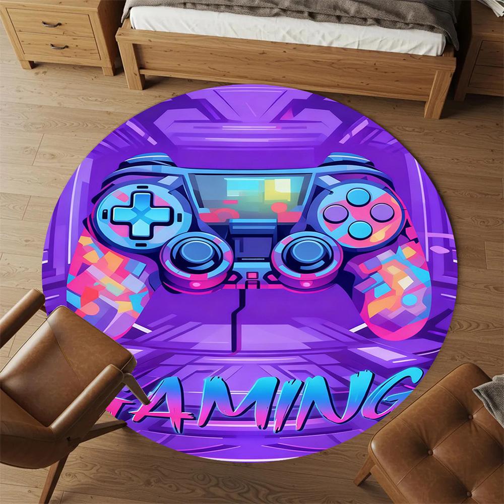 1PC Gamer Controller Round Chair mat Area Rug - Non-Slip, Floor Mat for Office, Bedroom, and Indoor Decor -Gift D1127193