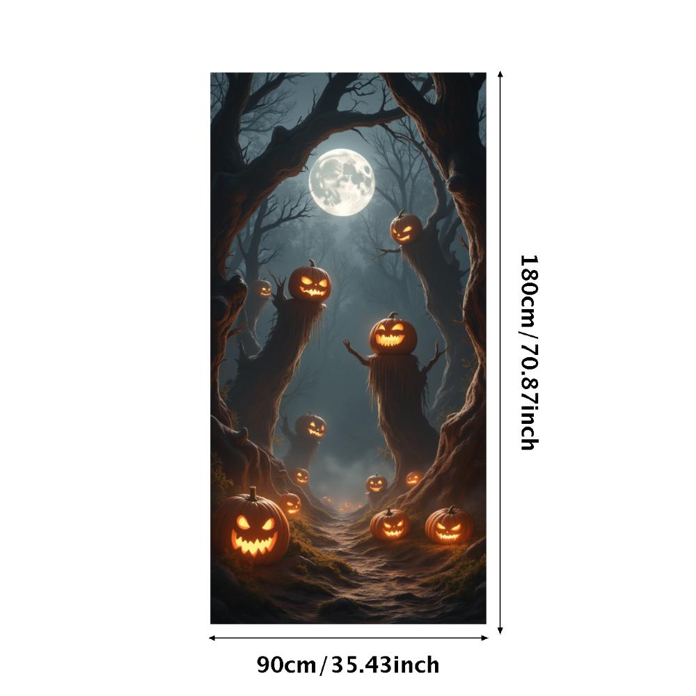 Jack O Lantern Banner Starry Sky Forest Theme Banner Pumpkin Banner Halloween Theme Spooky Decoration For Autumn Celebration