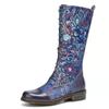 Fashion Women 'S Knee High Boots Soft Microfiber Leather Print Ladies Shoes Retro Style Platform Low Heel Woman Knight Long Boots