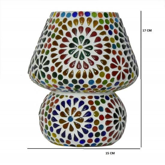 Mosaic Dome-Shaped Multicolour Glass Table Lamp – 25 Cm for Living Room, Bedroom, Desk
