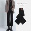 Women's High-Waisted Fleece-Lined Cigarette Jeans - Winter Retro Fashion, Slimming Straight-Leg Pants