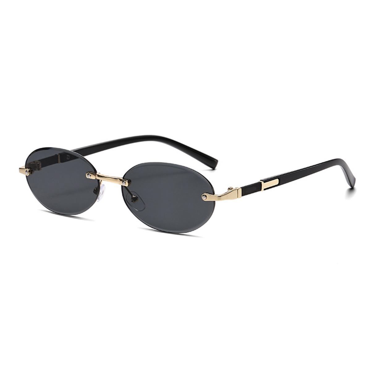

Trendy Cut Edge Personalized Oval Frame Sunglasses New Frameless Spicy Girl Hip-hop Sunglasses Metal WOMEN S Sunglasses MEN S Su чорний