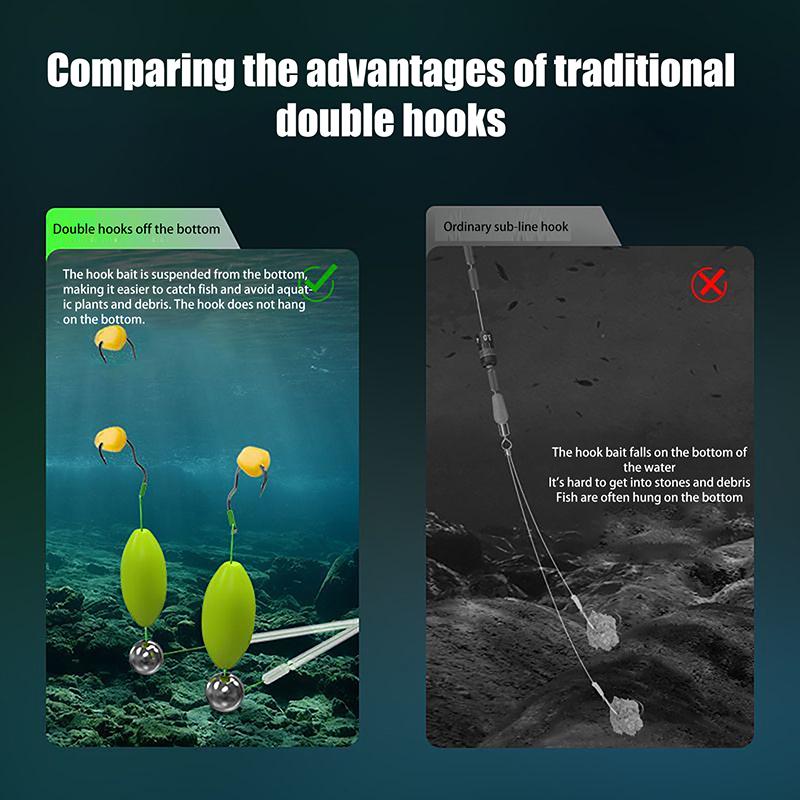 1 Pcs Double Hook Fishing Hair Rigs Hook Suspension Anti Bottom Carp Fishing Hook Pesca Ready Made Carp Rigs Fishing Lure