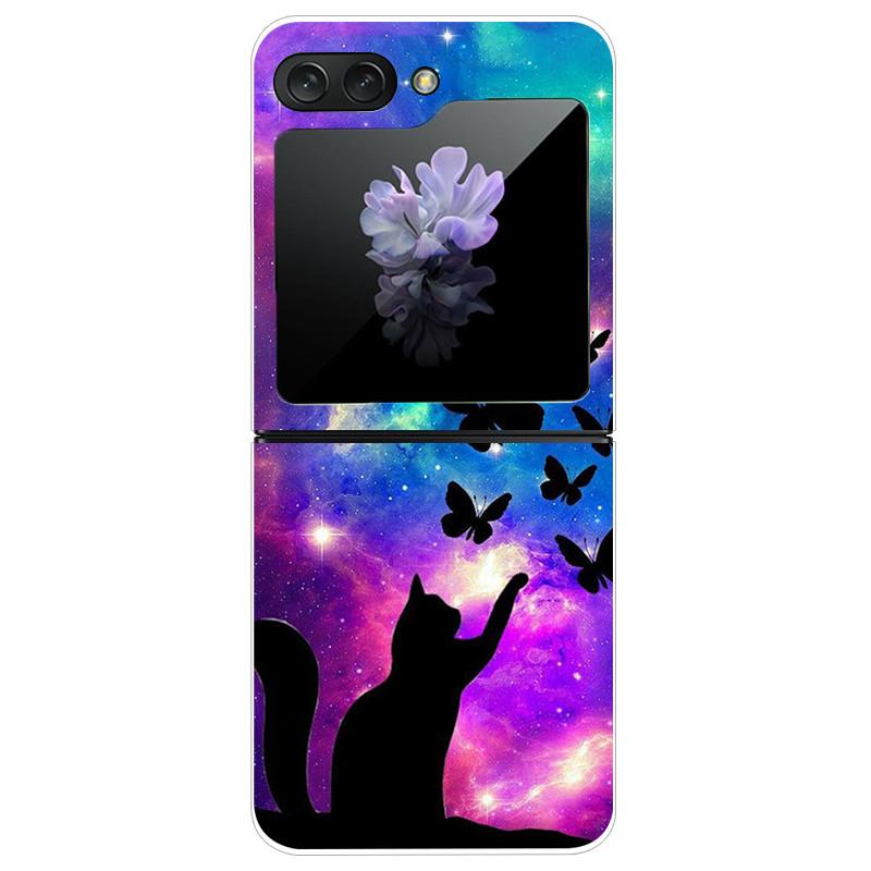 Für Samsung Galaxy Z Flip5 Hülle Harte PC-Handy-Rückabdeckung für Samsung Galaxy Z Flip 5 5G Hüllen 6,7'' ZFlip5 Niedliche Katze Funda Schale