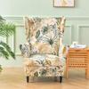 Spandex Stretch Wing Chair Cover Floral Printed High Back Armchair Covers Elastic Relax Sofa Slipcovers with Seat Cushion Cover