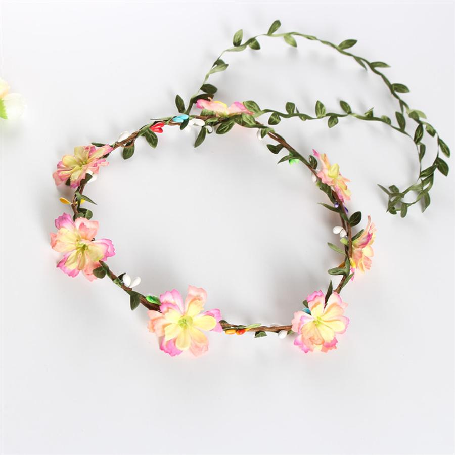 Neue Mode Böhmischer Kranz Haarband Blumenkrone Frauen langes Rattan Simulationsblume Stirnband Kopfschmuck Frühling Haarschmuck
