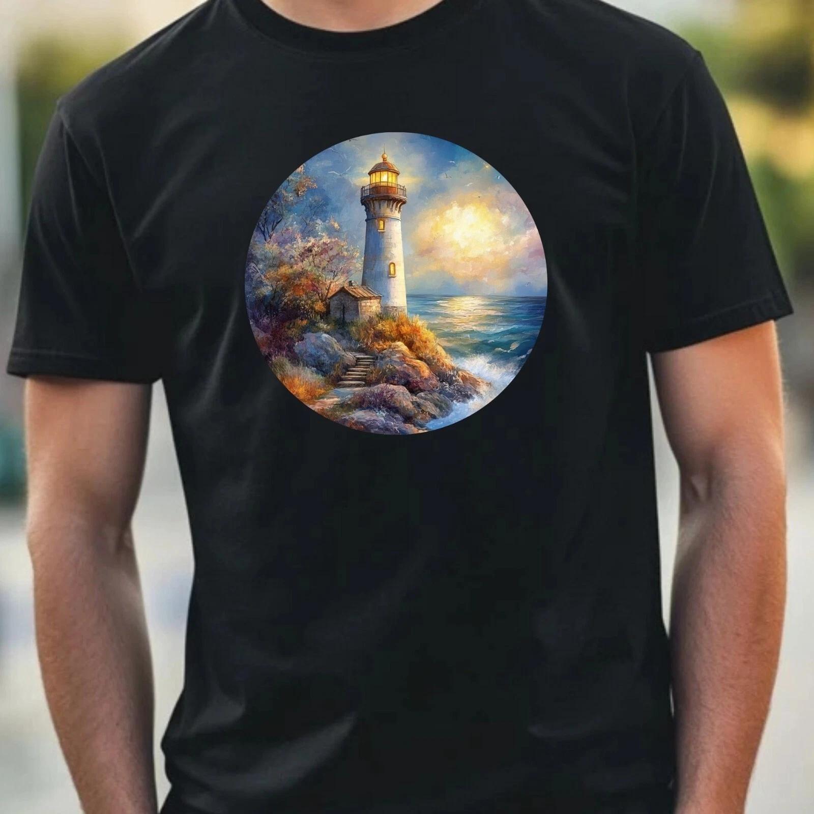 T-Shirt Herren Leuchtturm Portrait Motiv Baumwolle Größe XS bis 5XL XXL