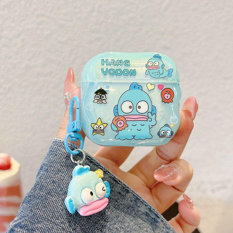 

Чехол для беспроводных Bluetooth-наушников Airpods4 третьего и четвертого поколения, Airpodpro2 второго поколения, коробка для наушников iPod, защитный чехол для Airpods3 Apple Airpods Pro Ugly Fish Hanton + Pendant