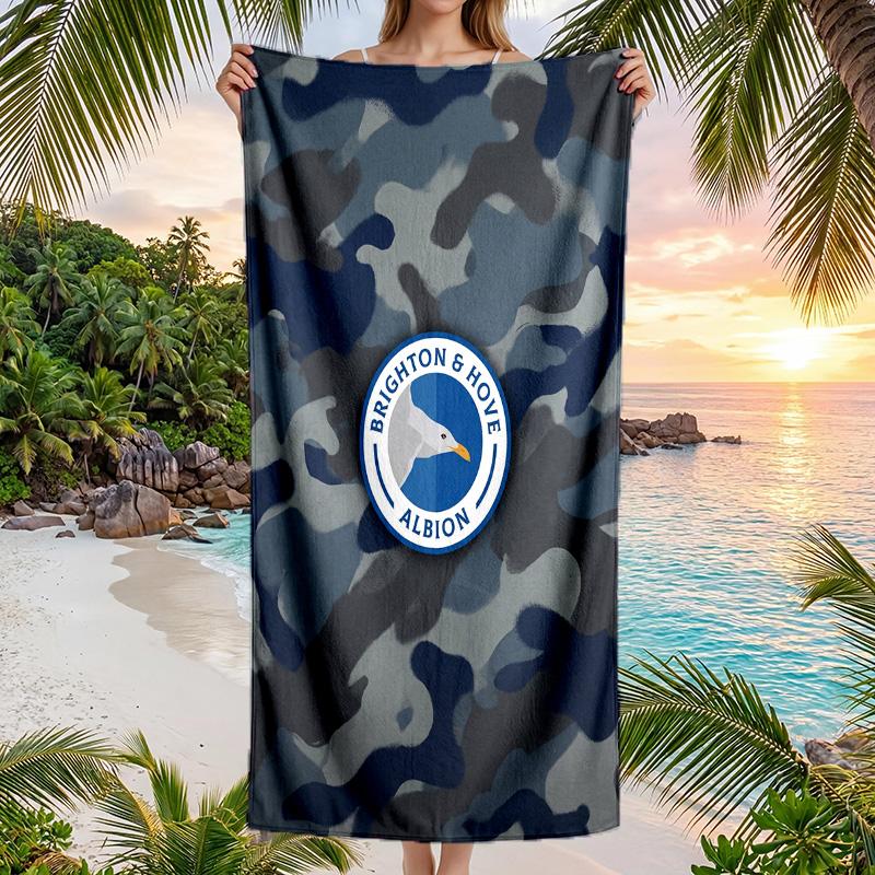 Asciugamano da Spiaggia Calcio Brighton & Hove Albion Asciugamano Estivo Morbido in Microfibra Asciugatura Rapida Assorbente per Spiaggia Piscina Viaggio