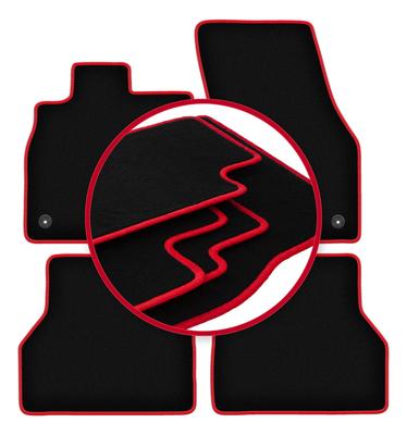 Velour Floor Mats with Red Edge For: Volkswagen Caddy IV Kombivan (2020-)