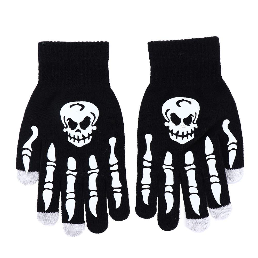 Keep Warm Skull Hand Bone Non Slip Half-finger Gloves Fashion Accessories Halloween Luminous Mittens Full Finger Gloves