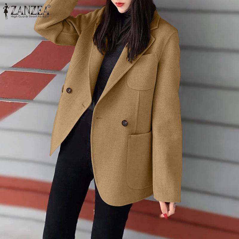 

ZANZEA Повседневный откидной воротник с длинным рукавом Кардиган Верхняя одежда