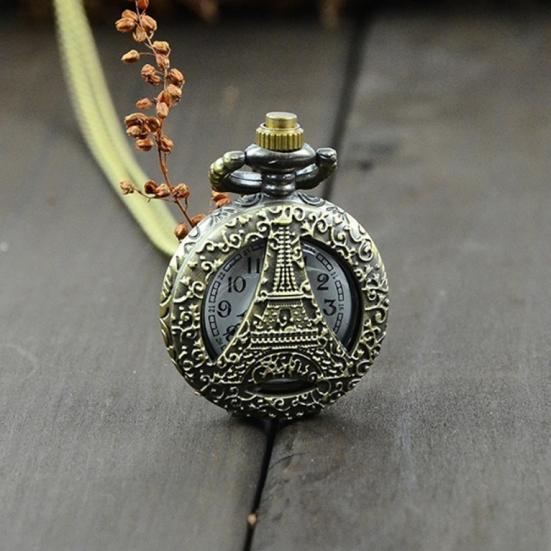 Retro Vintage Steampunk Quartz Necklace Carving Pendant Chain Clock Pocket Watch