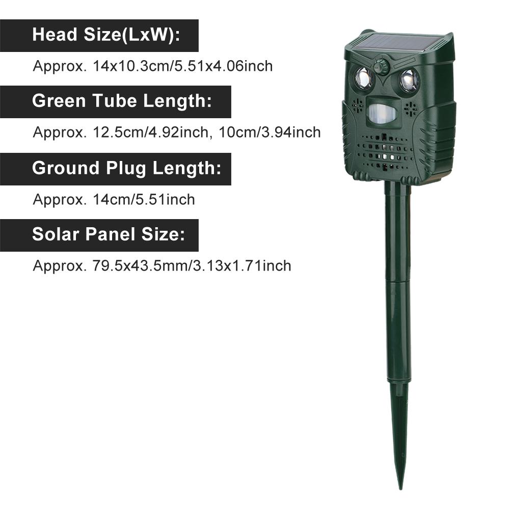 ABS Plastic Ultrasonic Sound White Light Flashing Solar Animal Repeller for Courtyard Garden