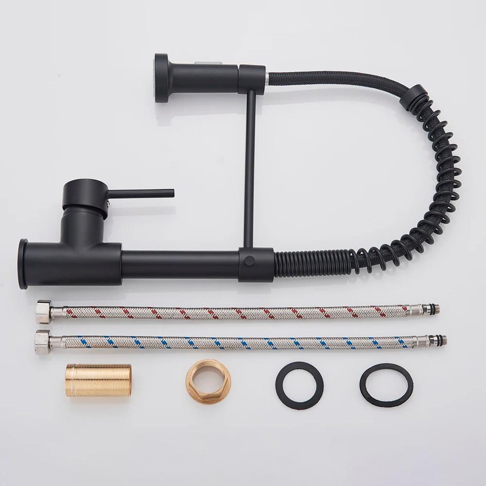 Brushed Gold Kitchen Sink Faucet One Handle Spring Hot and Cold Water Tap Deck Mounted Bathroom Kitchen Crane