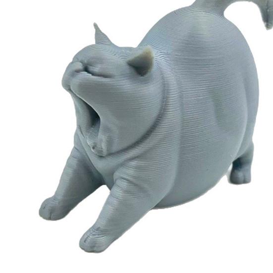 3D Printed Yawning Cat Statue, Cute Sleeping Cat Figurine for Shelf Bedroom, Modern Minimalist Home Decor Gift for Cat Lovers