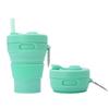 450ml Silicone Folding Straw Cup Space Saving High Temperature Resistant Retractable Cup with Buckle Leakproof Collapsible Cup